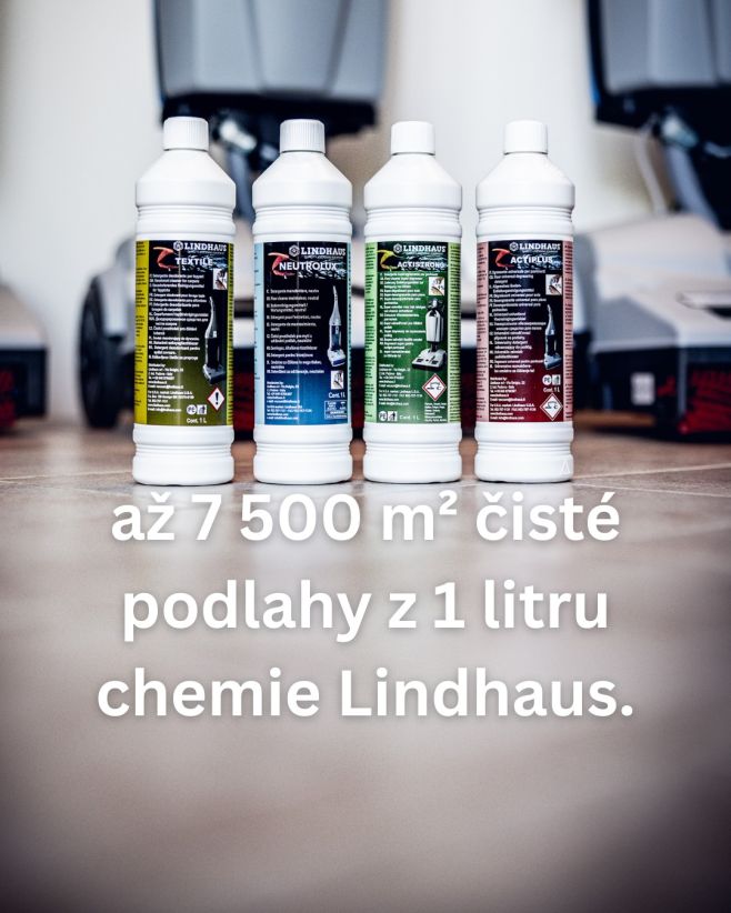 Naše čisticí prostředky jsou vyvinuty přímo pro stroje Lindhaus, díky čemuž lze při úklidu výrazně snížit spotřebu vody i...